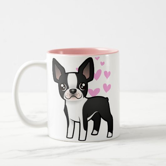 Boston Terrier Love Tweekleurige Koffiemok (Links)