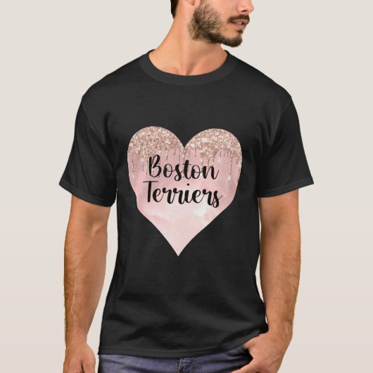 Boston Terrier Love with Glitter T-shirt (Voorkant)