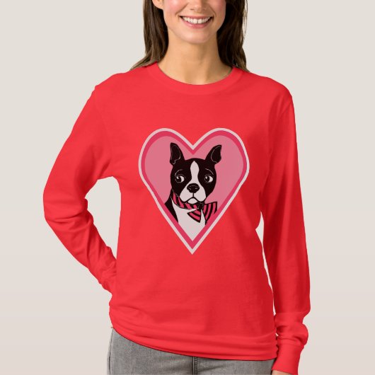 Boston Terrier Love Women's Long Sleeve T-Shirt (Voorkant)