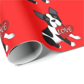 Boston Terrier Love Wrapping Paper Cadeaupapier (Rol Hoek)