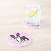 Boston Terrier Love Zandsteen Onderzetter (Zijkant)