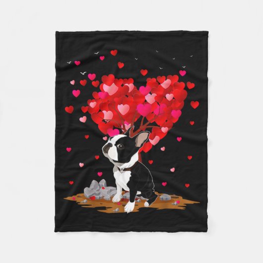 Boston Terrier Lover Heart Shape Boston Terrier Va Fleece Deken (Voorkant)