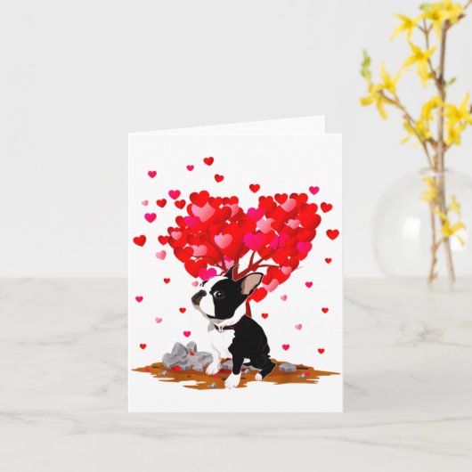 Boston Terrier Lover Heart Shape Boston Terrier Va Kaart (Gele Bloem)