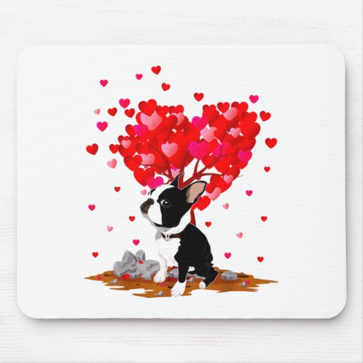 Boston Terrier Lover Heart Shape Boston Terrier Va Muismat (Voorkant)