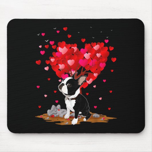 Boston Terrier Lover Heart Shape Boston Terrier Va Muismat (Voorkant)