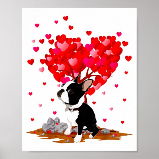 Boston Terrier Lover Heart Shape Boston Terrier Va Poster (Voorkant)