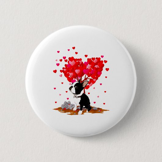 Boston Terrier Lover Heart Shape Boston Terrier Va Ronde Button 5,7 Cm (Voorkant)