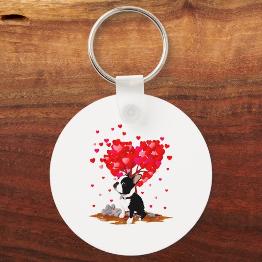 Boston Terrier Lover Heart Shape Boston Terrier Va Sleutelhanger (Voorkant)