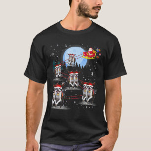 Boston Terrier Lover Reindeer Sleigh Santa T-shirt