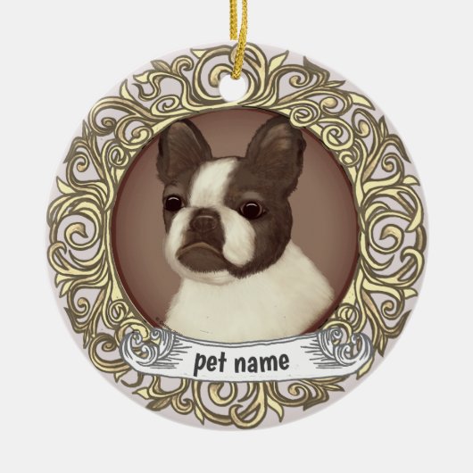 Boston Terrier Loving Memory-hanger Keramisch Ornament (Voorkant)