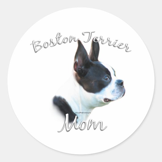 Boston Terrier Ma 2 Ronde Sticker (Voorkant)