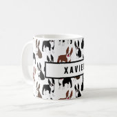 Boston Terrier Ma of Dad Name Coffee Mok (Voorkant links)