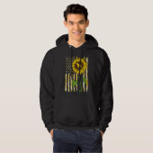 Boston Terrier Ma Sunflower American Flag Dog Hoodie (Voorkant volledig)