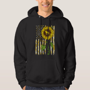 Boston Terrier Ma Sunflower American Flag Dog Hoodie