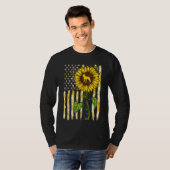 Boston Terrier Ma Sunflower American Flag Dog T-shirt (Voorkant volledig)
