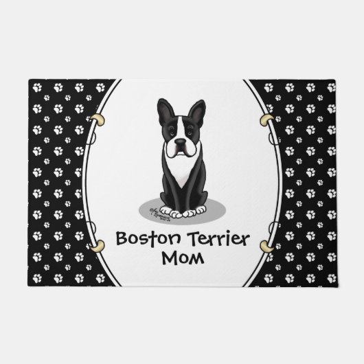 Boston Terrier Ma (zwart) - Cute dog Deurmat (Voorkant)