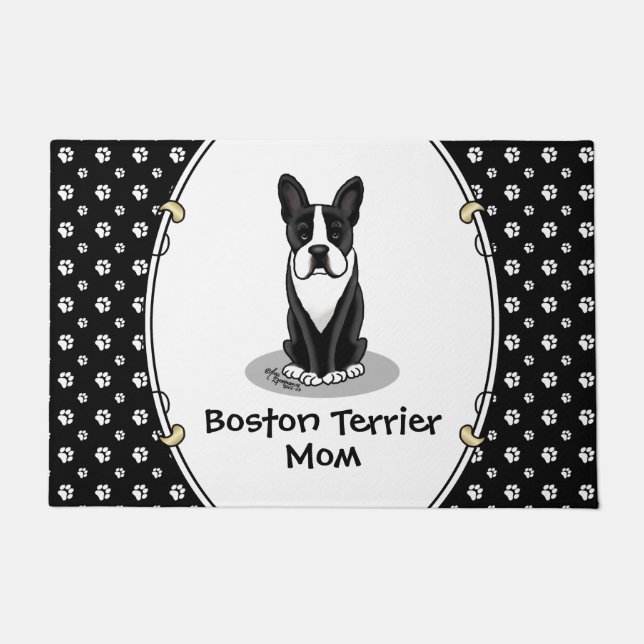 Boston Terrier Ma (zwart) - Cute dog Deurmat (Voorkant)