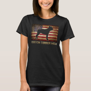 Boston Terrier Mam  Amerikaanse vlag Patriotic T-shirt