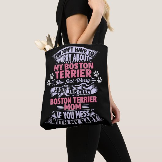 "Boston Terrier" mam Canvas tas. Tote Bag (Dichtbij)