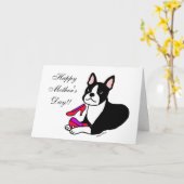 Boston Terrier Mam (Moederdag Gifts) Kaart (Gele Bloem)