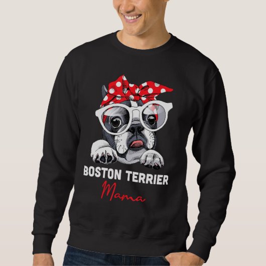 Boston Terrier Mama Cute Bostie Dog mama Funny Gir Trui (Voorkant)