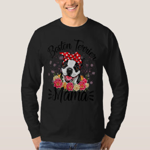 Boston Terrier Mama Florals Cute Dog mama's moeder T-shirt