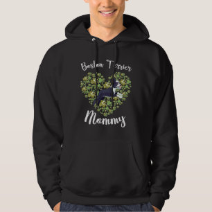 Boston Terrier mama Irish Shamrock Heart Mothers Hoodie