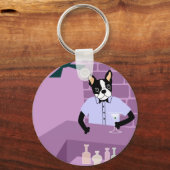 Boston Terrier Martini Bar Sleutelhanger (Voorkant)