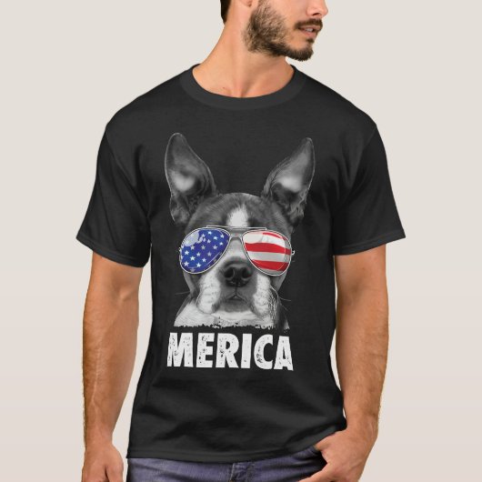 Boston Terrier Merica 4 juli voor mannen vrouwen B T-shirt (Voorkant)