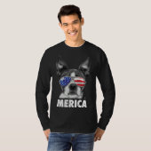 Boston Terrier Merica 4 juli voor mannen vrouwen B T-shirt (Voorkant volledig)