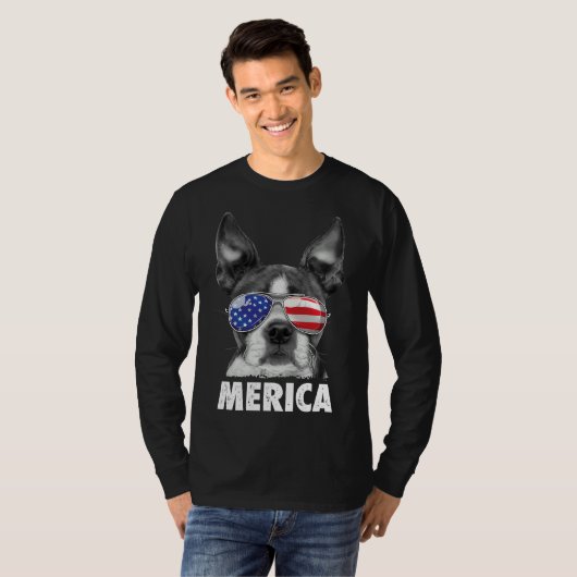 Boston Terrier Merica 4 juli voor mannen vrouwen B T-shirt (Voorkant volledig)