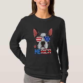 Boston Terrier Merica 4th Of July Men Boys Dog Pup T-shirt