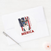 Boston Terrier Merica Patriotic American Flag 4th Ronde Sticker (Envelop)