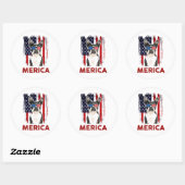 Boston Terrier Merica Patriotic American Flag 4th Ronde Sticker (Vel)