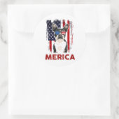 Boston Terrier Merica Patriotic American Flag 4th Ronde Sticker (Tas)