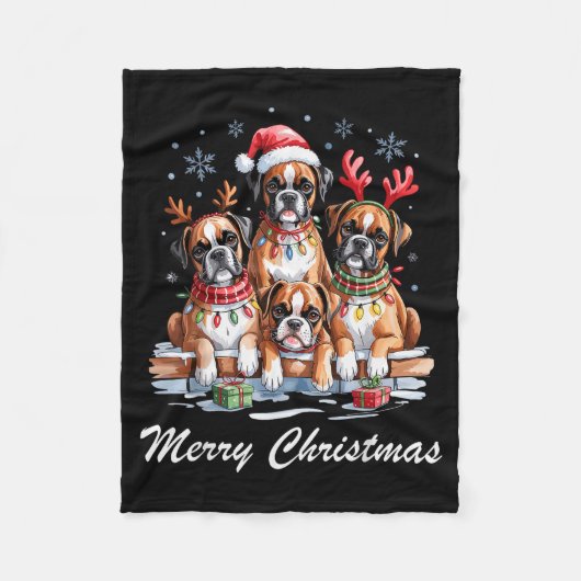 Boston Terrier Merry Christmas Funny Dog Lovers Ho Fleece Deken (Voorkant)