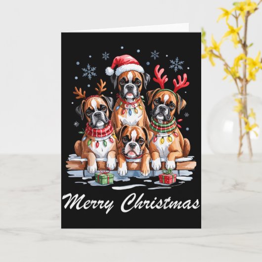 Boston Terrier Merry Christmas Funny Dog Lovers Ho Kaart (Gele Bloem)