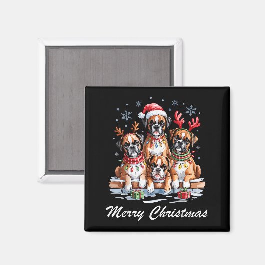 Boston Terrier Merry Christmas Funny Dog Lovers Ho Magneet (Voorkant / Achterkant)
