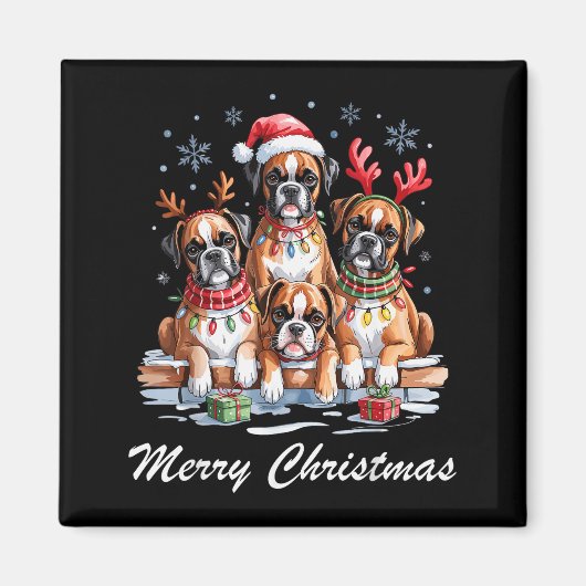 Boston Terrier Merry Christmas Funny Dog Lovers Ho Magneet (Voorkant)