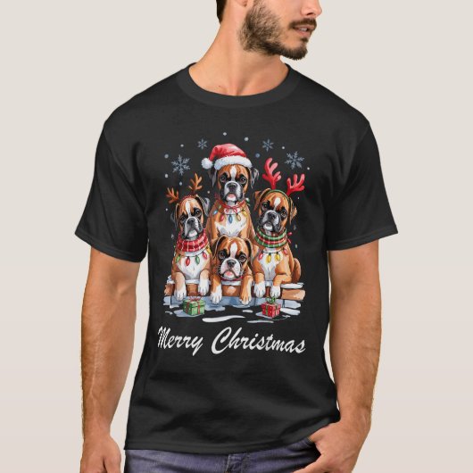 Boston Terrier Merry Christmas Funny Dog Lovers Ho T-shirt (Voorkant)