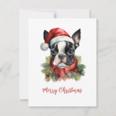 Boston Terrier Merry Christmas Kaart (Voorkant)