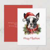 Boston Terrier Merry Christmas Kaart (Voorkant / Achterkant)
