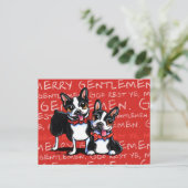 Boston Terrier Merry Gentlemen Funny Christmas Feestdagenkaart (Staand voorkant)
