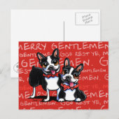 Boston Terrier Merry Gentlemen Funny Christmas Feestdagenkaart (Voorkant / Achterkant)