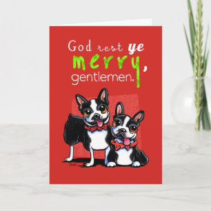 Boston Terrier Merry Gentlemen kerst Pset Feestdagen Kaart