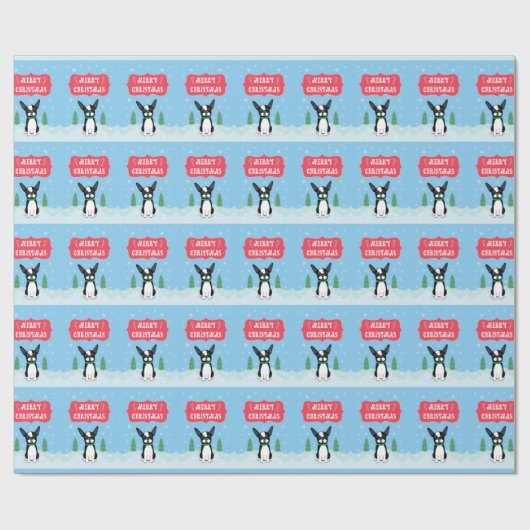 Boston Terrier Merry Kerstmis Cadeaupapier (Vlak)