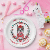 Boston Terrier Merry Kerstmis Papieren Bordje (Feest)