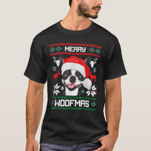 Boston Terrier Merry Woofmas Gift voor Kerstmis CL T-shirt