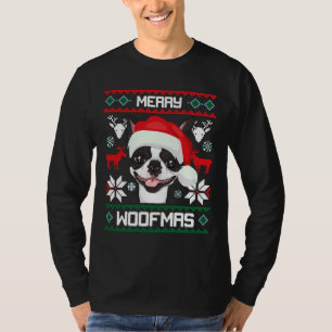 Boston Terrier Merry Woofmas kersthond T-shirt