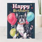 Boston Terrier met ballonnen Kaart (Voorkant)